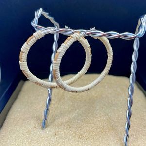 Nantucket Woven 1 3/4" Oval Hoop Earrings - Natural